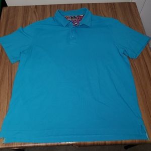 Robert Graham Men's Polo Golf Shirt XL Blue With Skull Button Placket